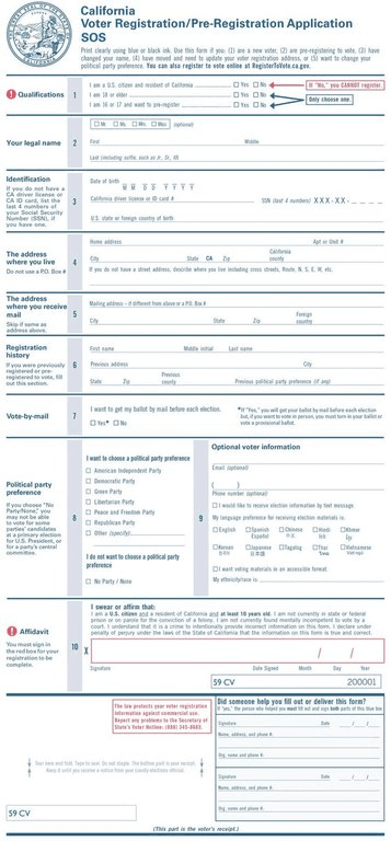 Voter Registration Form - Front